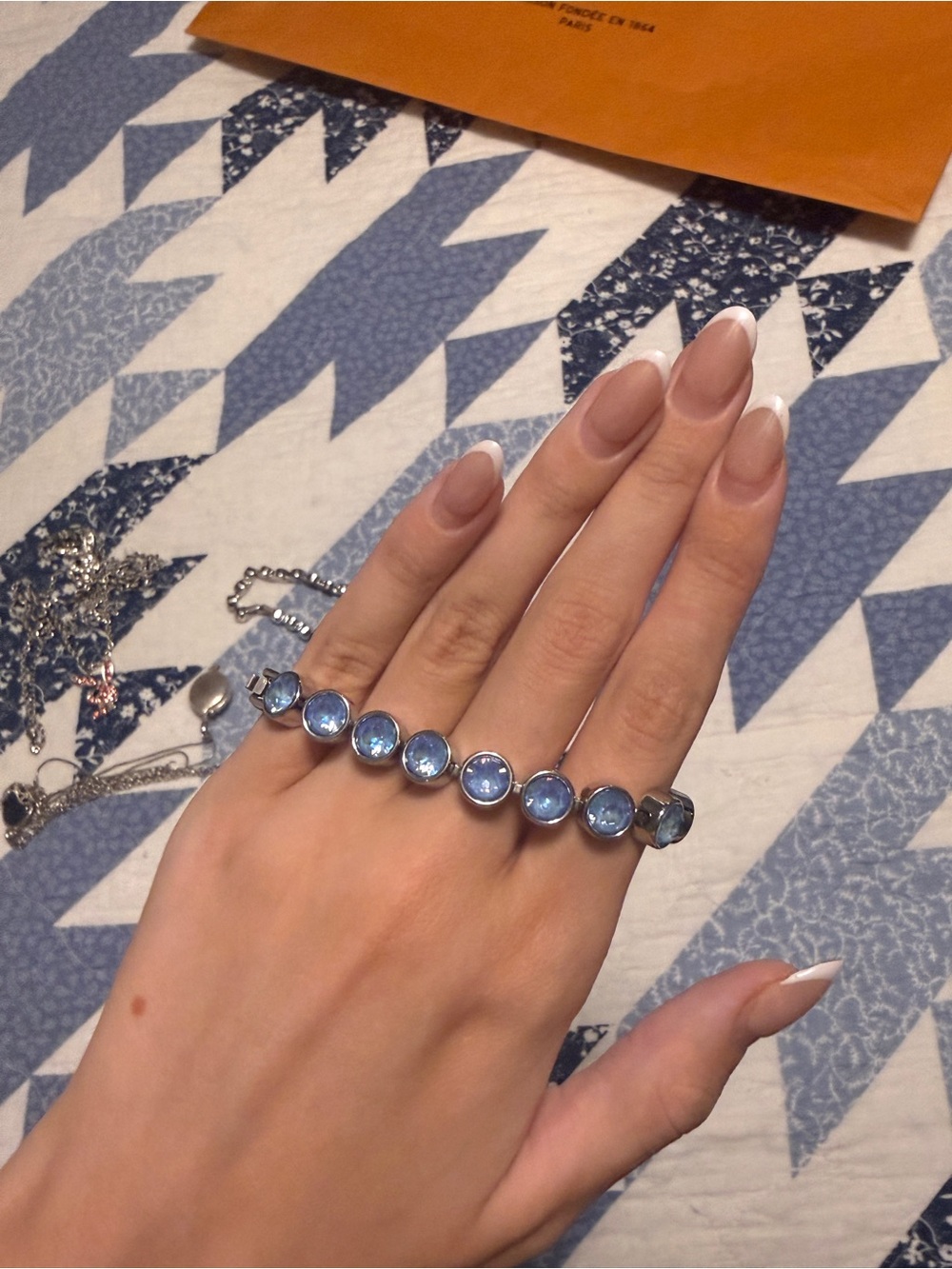 Swarovski Light Blue Round Crystal Tennis Bracelet